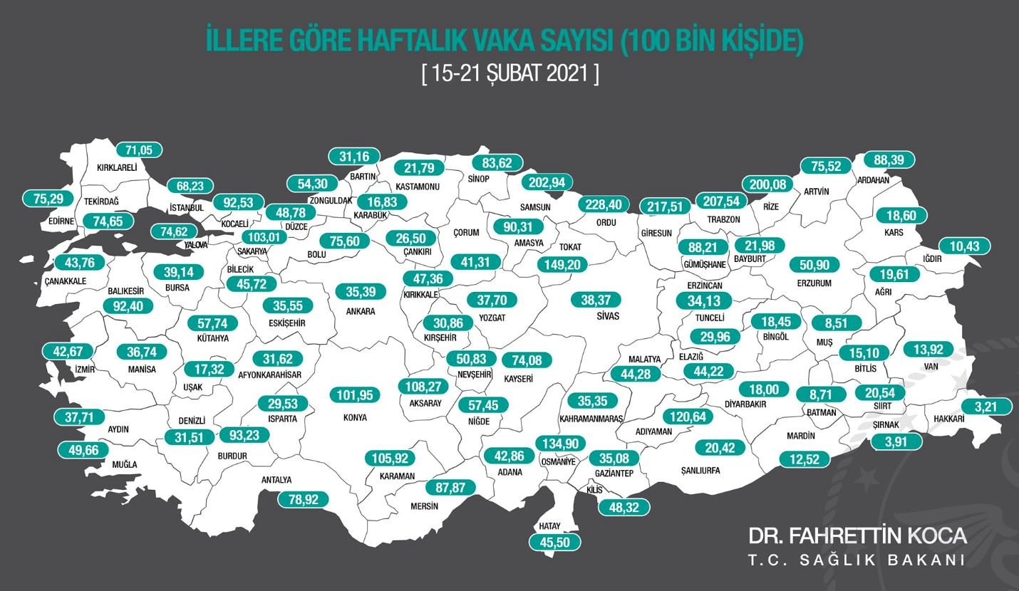 Yeni harita açıklandı: İşte koronavirüsün en az ve en çok görüldüğü iller